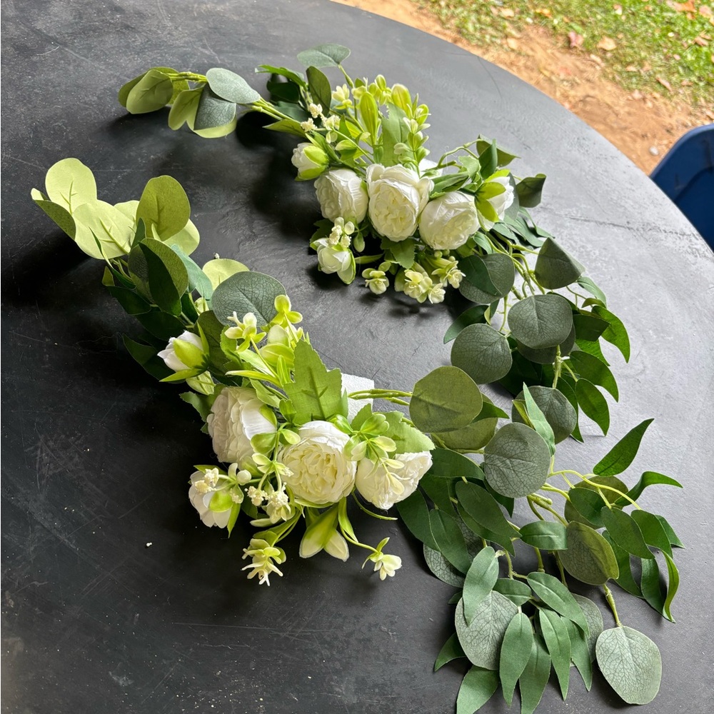 Lush Green and White Faux Floral Accent